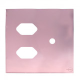 Placa p/ 2 Tomadas + Furo 4x4 - Novara Glass Ouro Rose